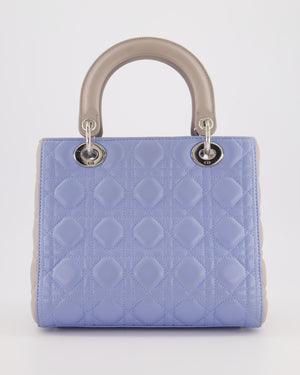 Christian Dior Celeste & Light Grey Medium Lady Dior Bag in Cannage Lambskin with Silver Hardware RRP £5,300