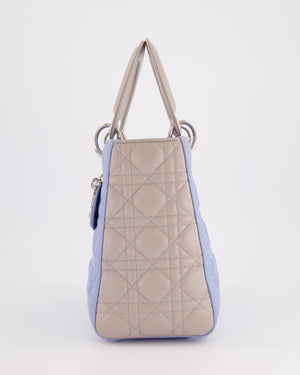 Christian Dior Celeste & Light Grey Medium Lady Dior Bag in Cannage Lambskin with Silver Hardware RRP £5,300