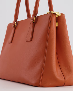 Prada Orange Galleria Bag in Saffiano Leather with Gold Hardware RRP £3,700