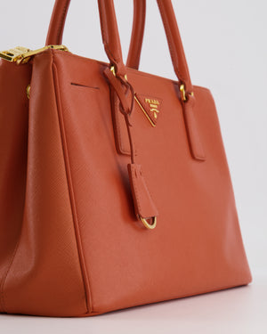 Prada Orange Galleria Bag in Saffiano Leather with Gold Hardware RRP £3,700