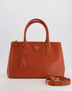 Prada Orange Galleria Bag in Saffiano Leather with Gold Hardware RRP £3,700