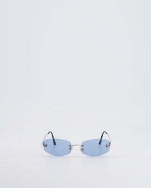 Chanel Vintage Baby Blue Sunglasses with Silver CC Logo Detail