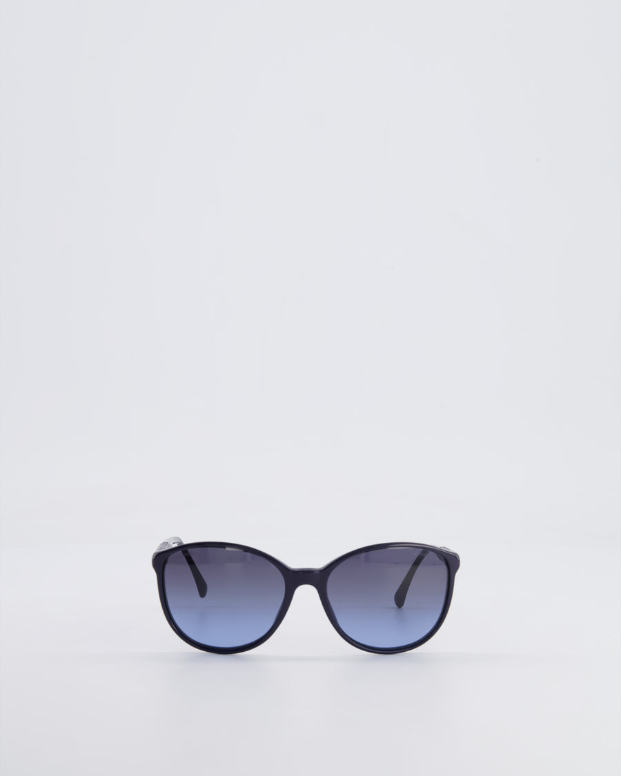 Chanel Navy 5207 Sunglasses with CC Logo Textured Details