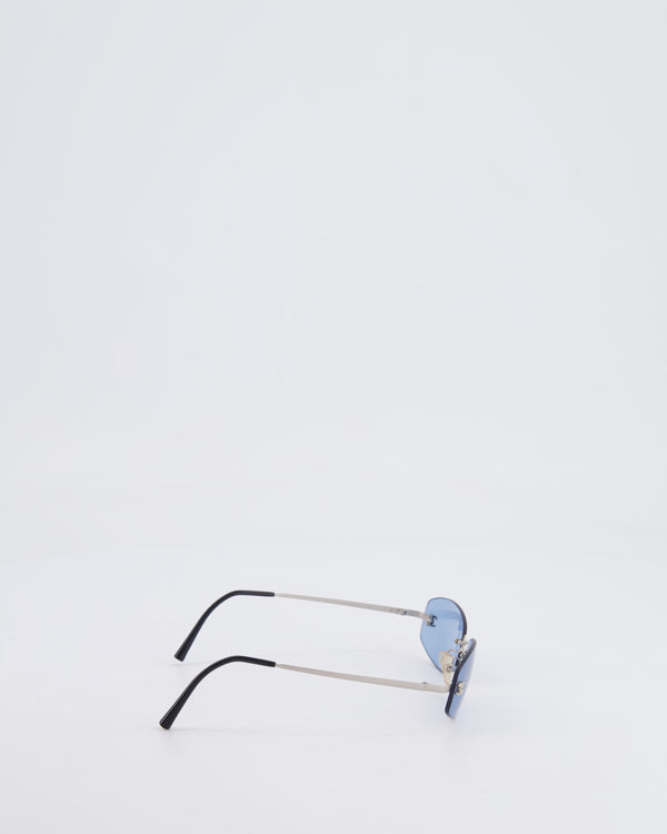 Chanel Vintage Baby Blue Sunglasses with Silver CC Logo Detail