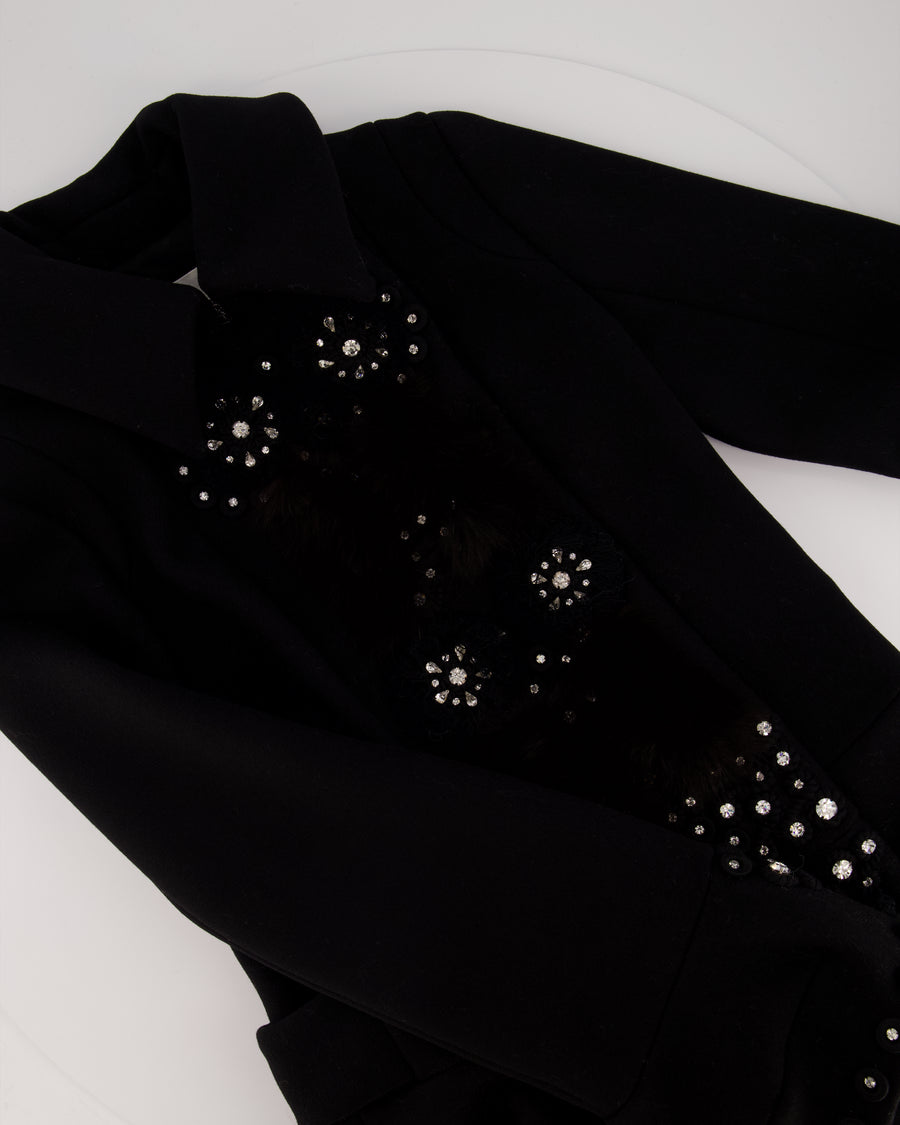 Chloe Black Double Breasted Coat with Embellished Embroidery Detail Size FR 38 (UK 10)