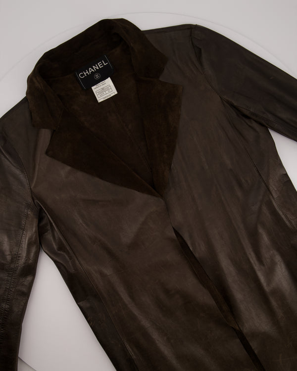 Chanel Vintage 02/A Long Line Leather Jacket Size FR 38 (UK 10)