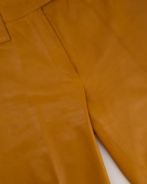 Chanel 01/P Brown Leather Straight Leg Trousers Size FR 38 (UK 10)