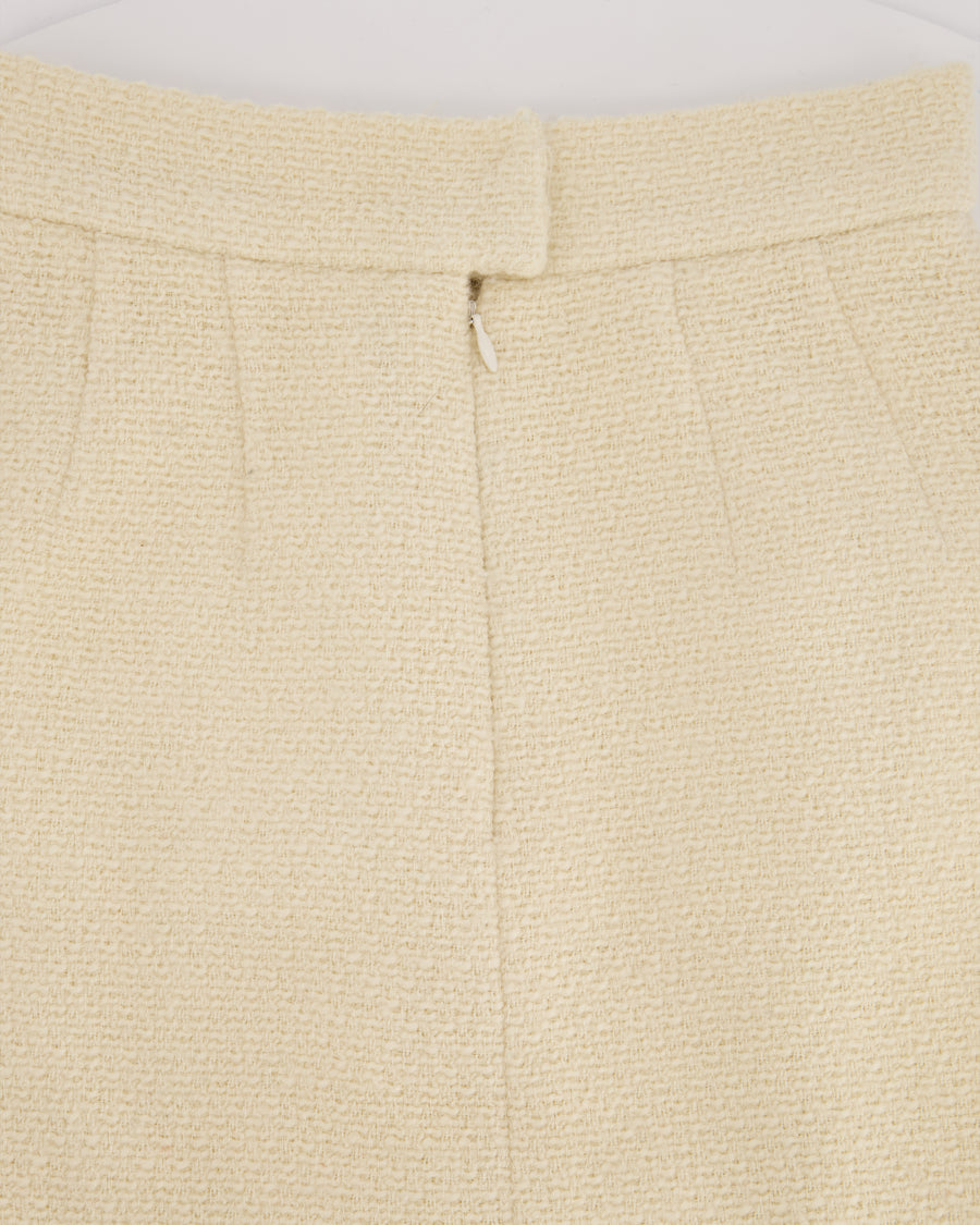 Chanel Ivory Tweed Pencil Skirt with Pocket Detail Size FR 38 (UK 10)