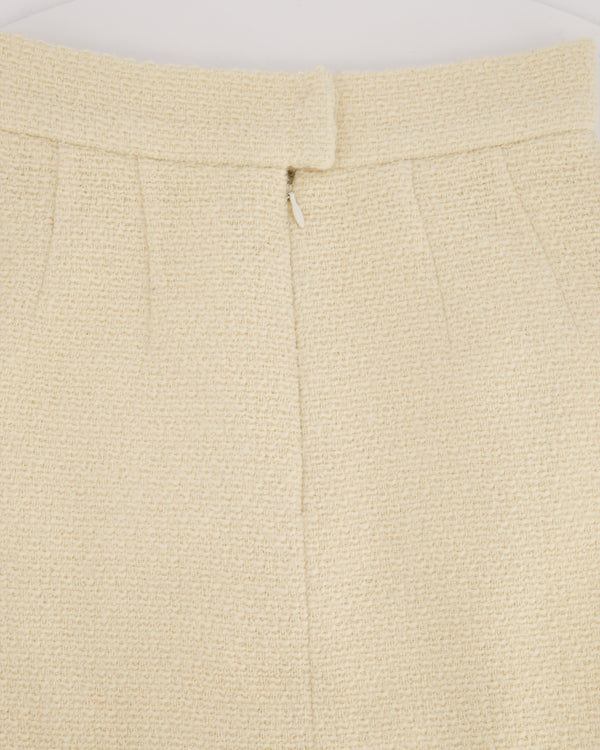 Chanel Ivory Tweed Pencil Skirt with Pocket Detail Size FR 38 (UK 10)