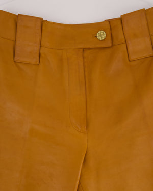 Chanel 01/P Brown Leather Straight Leg Trousers Size FR 38 (UK 10)