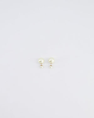 Christian Dior Pearl Cream Tribales Earrings with Gold Details