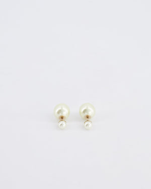 Christian Dior Pearl Cream Tribales Earrings with Gold Details