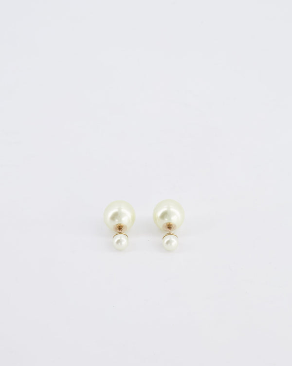 Christian Dior Pearl Cream Tribales Earrings with Gold Details