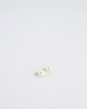 Christian Dior Pearl Cream Tribales Earrings with Gold Details