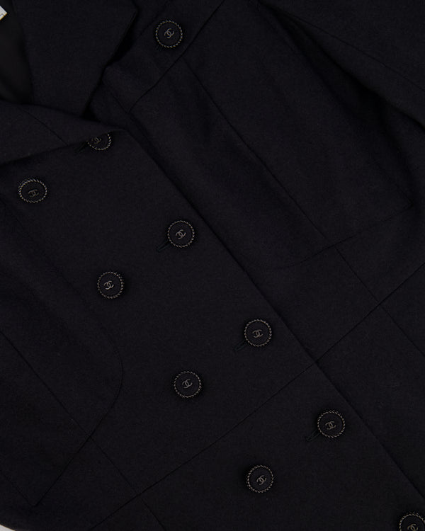 Chanel Charcoal Wool Trench Coat with CC Logo Buttons Detailing Size FR 42 (UK 14)