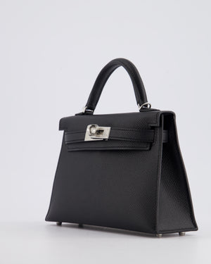 Hermès Mini Kelly II 20cm in Noir Epsom Leather with Palladium Hardware