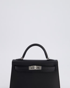 Hermès Mini Kelly II 20cm in Noir Epsom Leather with Palladium Hardware