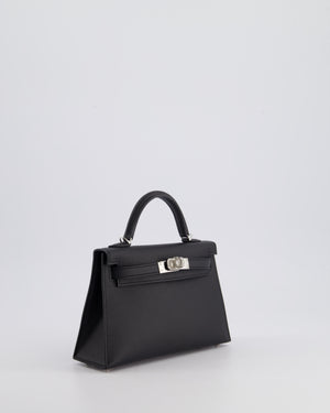 Hermès Mini Kelly II 20cm in Noir Epsom Leather with Palladium Hardware