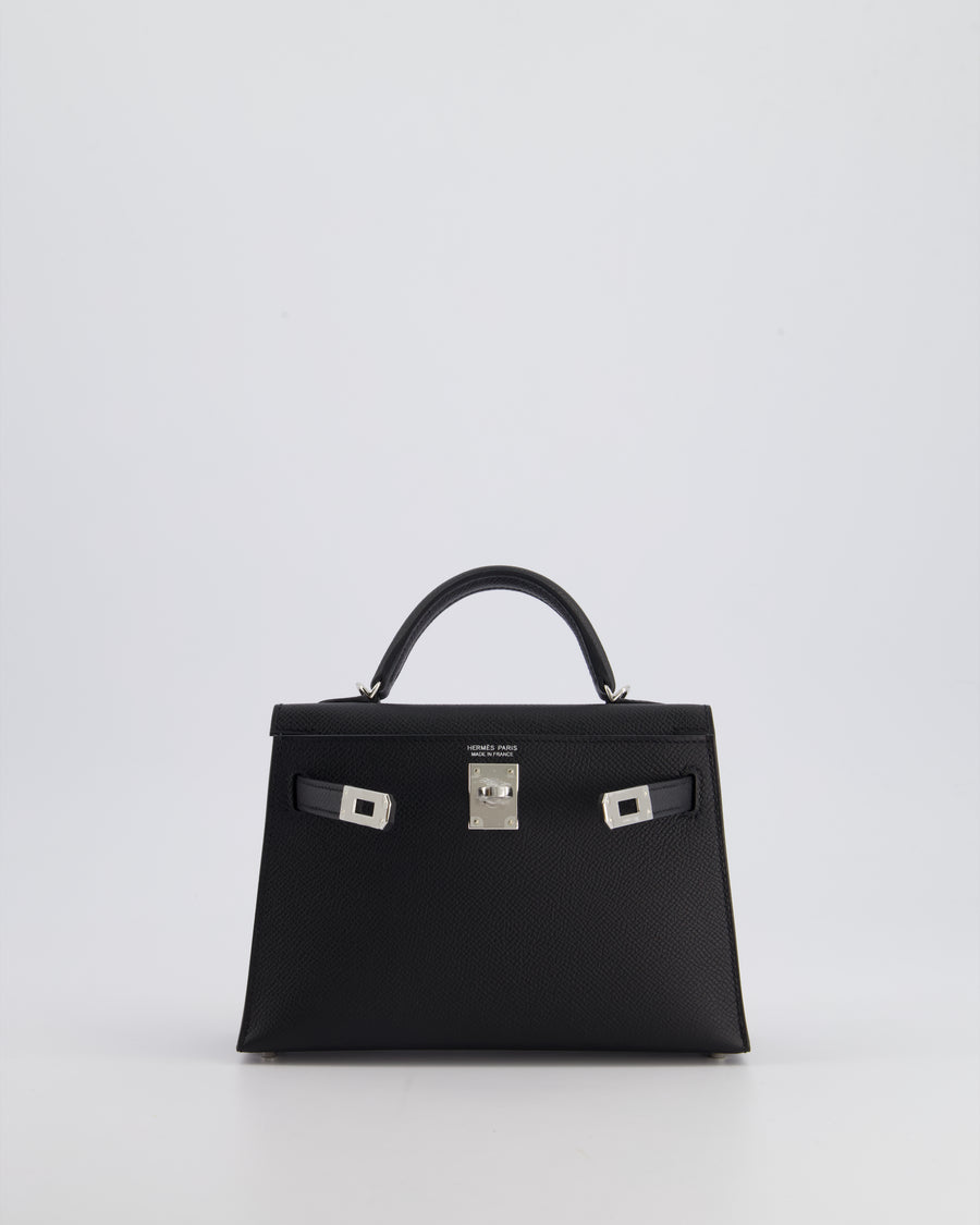 Hermès Mini Kelly II 20cm in Noir Epsom Leather with Palladium Hardware