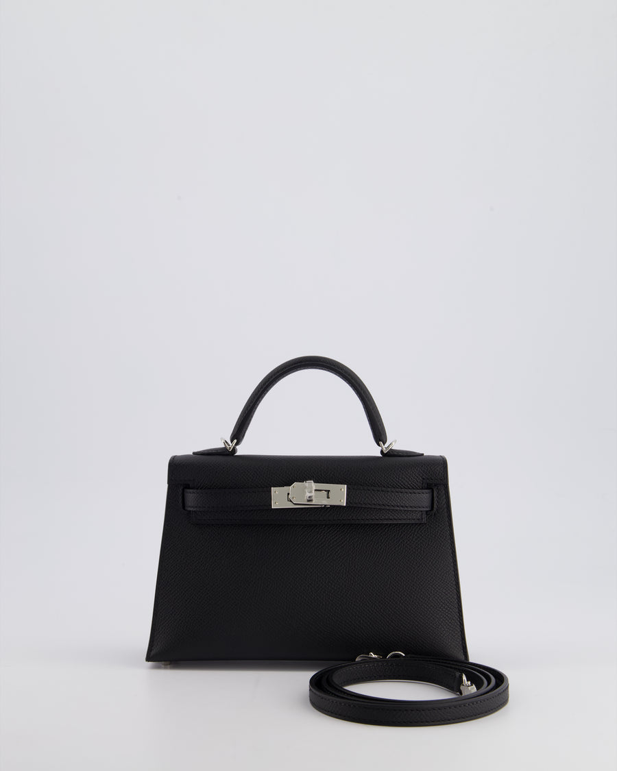 Hermès Mini Kelly II 20cm in Noir Epsom Leather with Palladium Hardware