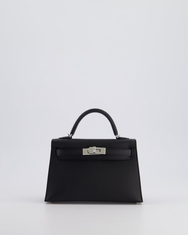 Hermès Mini Kelly II 20cm in Noir Epsom Leather with Palladium Hardware