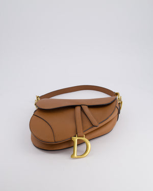 Christian Dior Brown Saddle Bag in Grained Calfskin Leather with Antique Gold Hardware