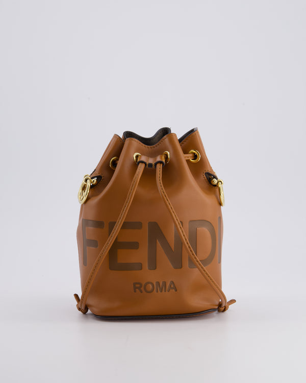 Fendi Brown Mon Tresor Bucket Bag In Brown Smooth Calfskin Leather with Gold Hardware RRP £1,420