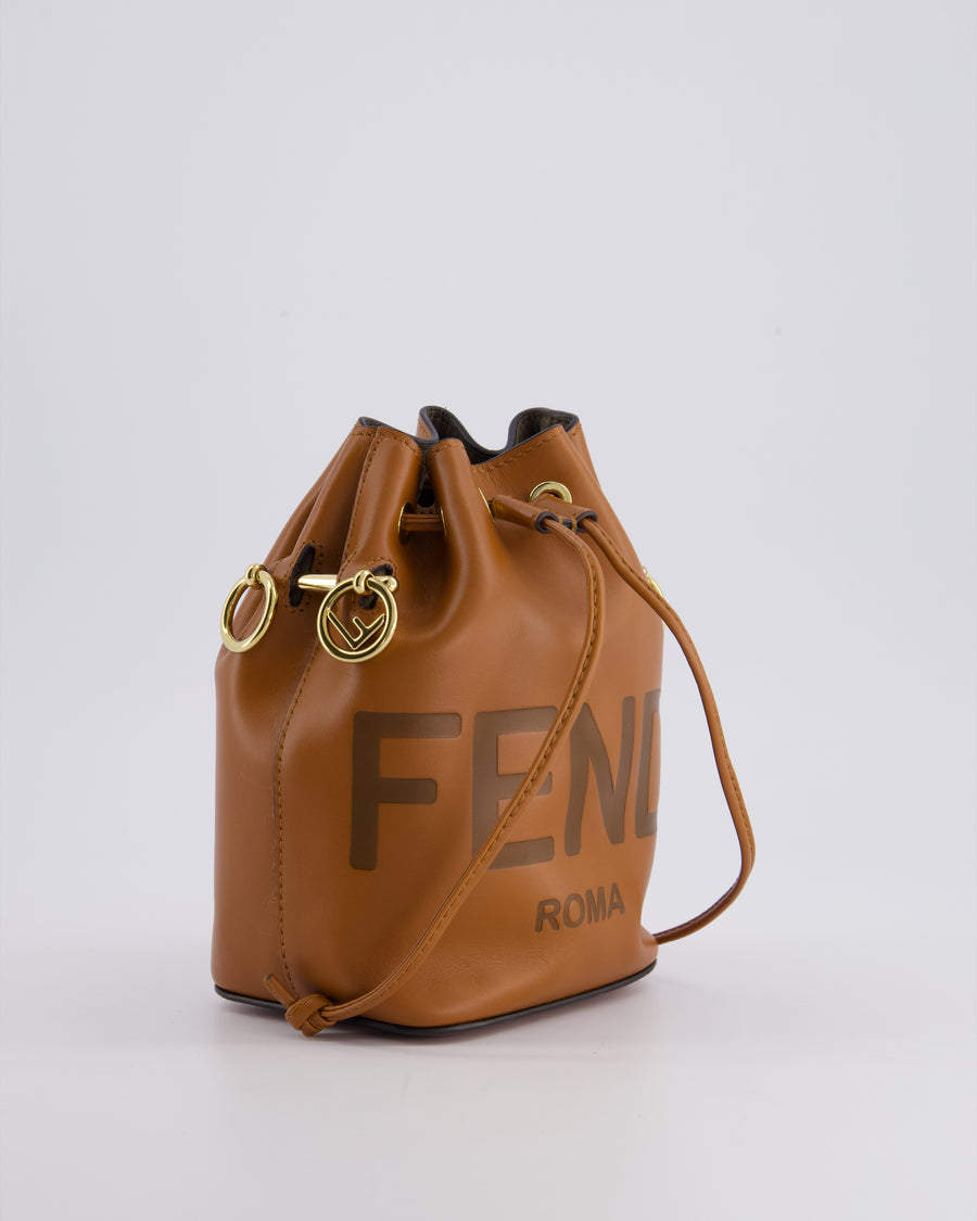 Fendi Brown Mon Tresor Bucket Bag In Brown Smooth Calfskin Leather with Gold Hardware RRP £1,420