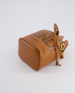 Fendi Brown Mon Tresor Bucket Bag In Brown Smooth Calfskin Leather with Gold Hardware RRP £1,420