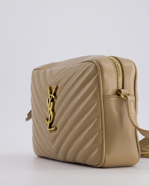 Saint Laurent Lou Camera Bag in Beige Chevron Matelassé Leather with Gold Hardware RRP £1,350