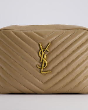 Saint Laurent Lou Camera Bag in Beige Chevron Matelassé Leather with Gold Hardware RRP £1,350