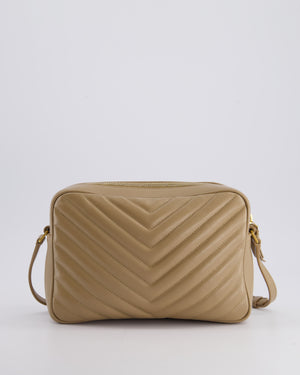 Saint Laurent Lou Camera Bag in Beige Chevron Matelassé Leather with Gold Hardware RRP £1,350