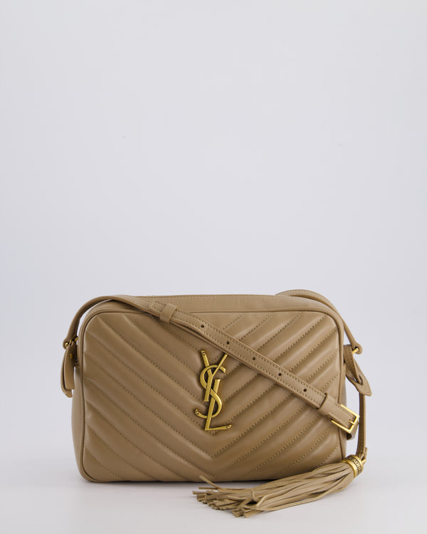 Saint Laurent Lou Camera Bag in Beige Chevron Matelassé Leather with Gold Hardware RRP £1,350