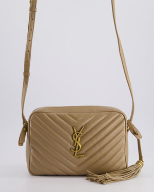 Saint Laurent Lou Camera Bag in Beige Chevron Matelassé Leather with Gold Hardware RRP £1,350