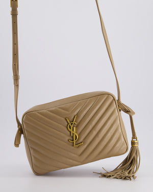 Saint Laurent Lou Camera Bag in Beige Chevron Matelassé Leather with Gold Hardware RRP £1,350