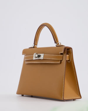 Hermès Mini Kelly II 20cm Bag in Gold Epsom Leather with Palladium Hardware