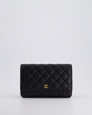 Chanel Black Wallet on Chain Bag in Caviar Leather with Gold Hardware