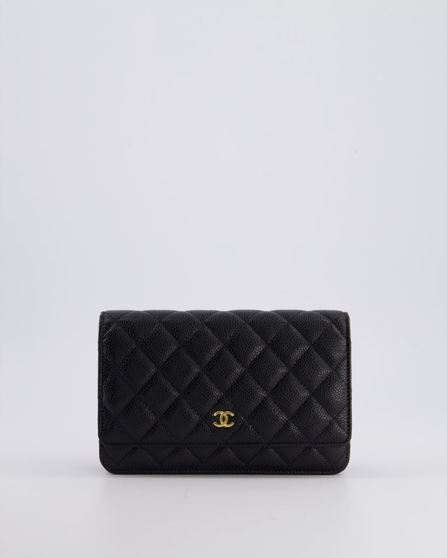 Chanel Black Wallet on Chain Bag in Caviar Leather with Gold Hardware