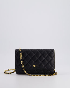 Chanel Black Wallet on Chain Bag in Caviar Leather with Gold Hardware