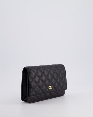 Chanel Black Wallet on Chain Bag in Caviar Leather with Gold Hardware