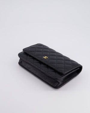 Chanel Black Wallet on Chain Bag in Caviar Leather with Gold Hardware