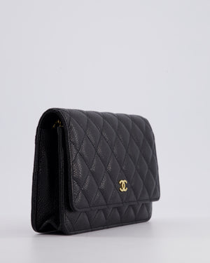 Chanel Black Wallet on Chain Bag in Caviar Leather with Gold Hardware