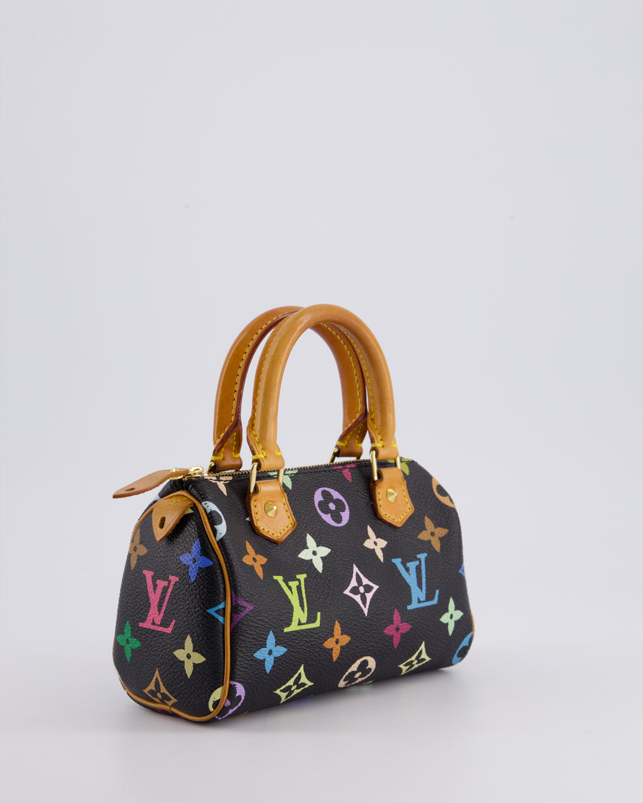 Louis Vuitton X Takashi Murakami Black Mini Monogram Speedy Bag