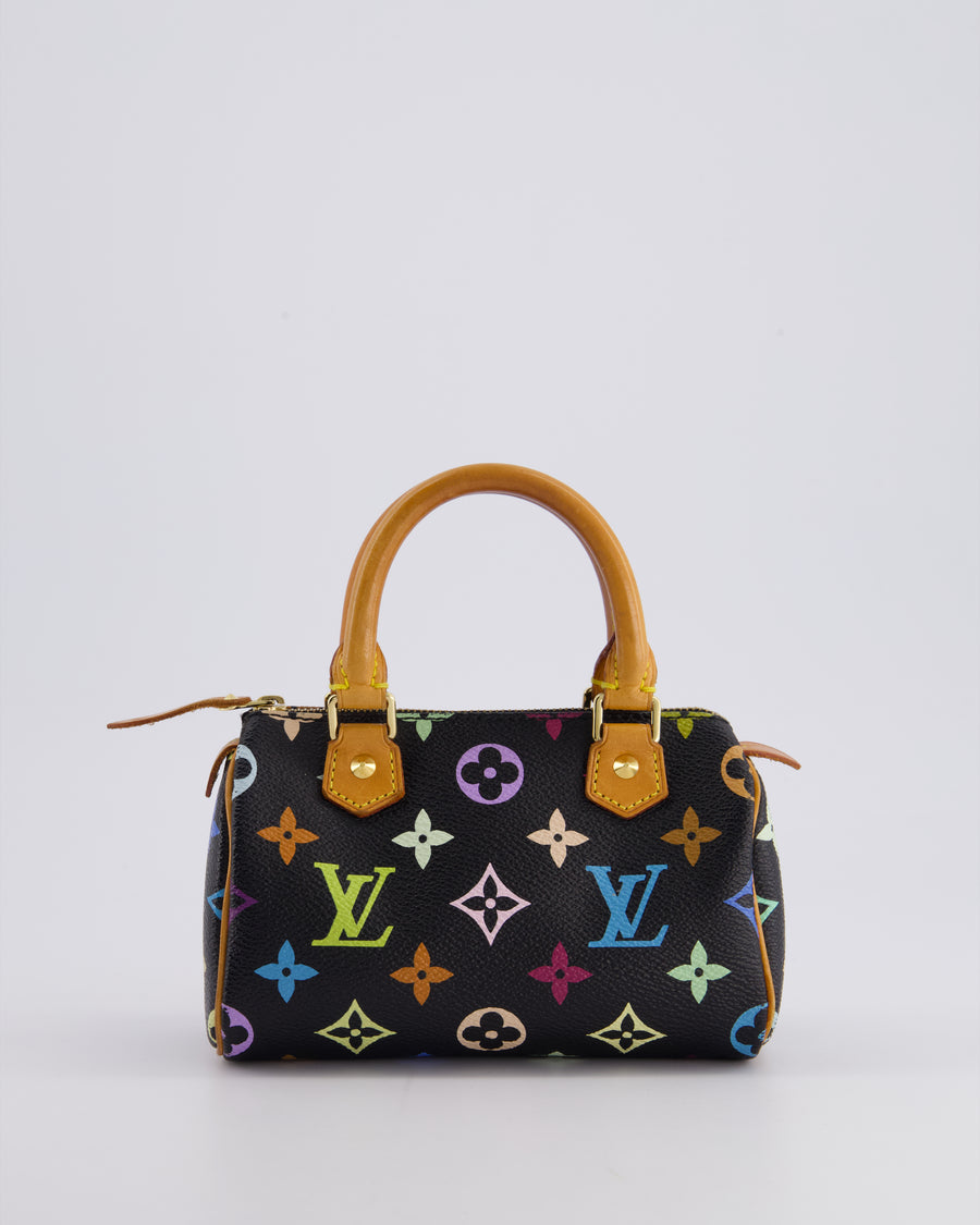 Louis Vuitton X Takashi Murakami Black Mini Monogram Speedy Bag