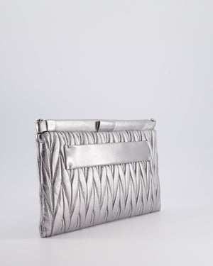 Miu Miu Metallic Wander Matelassé Nappa Leather Clutch On Chain Bag with Silver Hardware