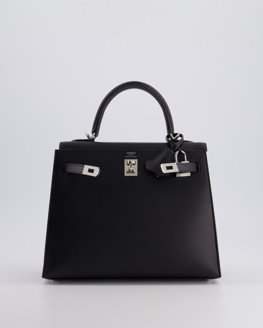 *SUPER FIRE PRICE* Hermès Kelly Sellier 25cm Bag in Black Sombrero Leather with Palladium Hardware