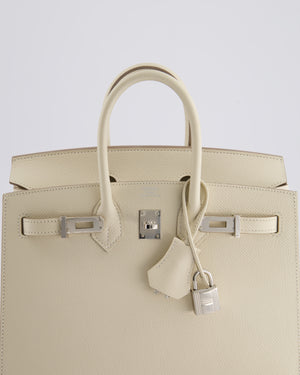 *RARE & FIRE PRICE* Hermès Birkin 25cm Sellier Bag in Craie Epsom Leather with Palladium Hardware;