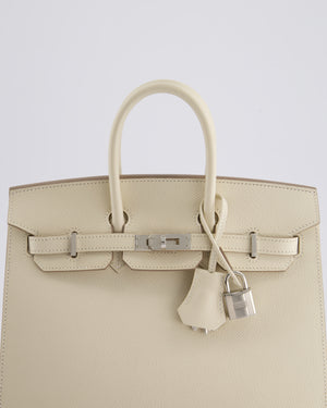 *RARE & FIRE PRICE* Hermès Birkin 25cm Sellier Bag in Craie Epsom Leather with Palladium Hardware;