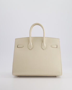 *RARE & FIRE PRICE* Hermès Birkin 25cm Sellier Bag in Craie Epsom Leather with Palladium Hardware;