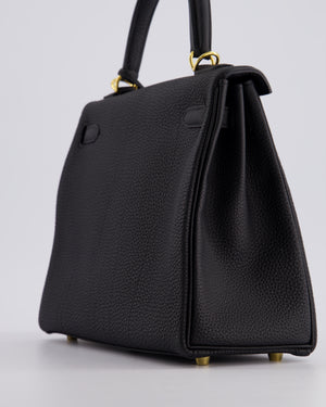 *FIRE PRICE* Hermès Kelly 25cm Retourne Bag in Noir Togo Leather with Gold Hardware